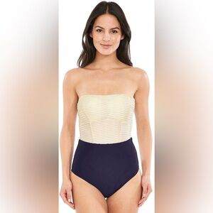 Ted Baker Ted Baker Bandeau Contrast Swimsuit With Matching Coverup